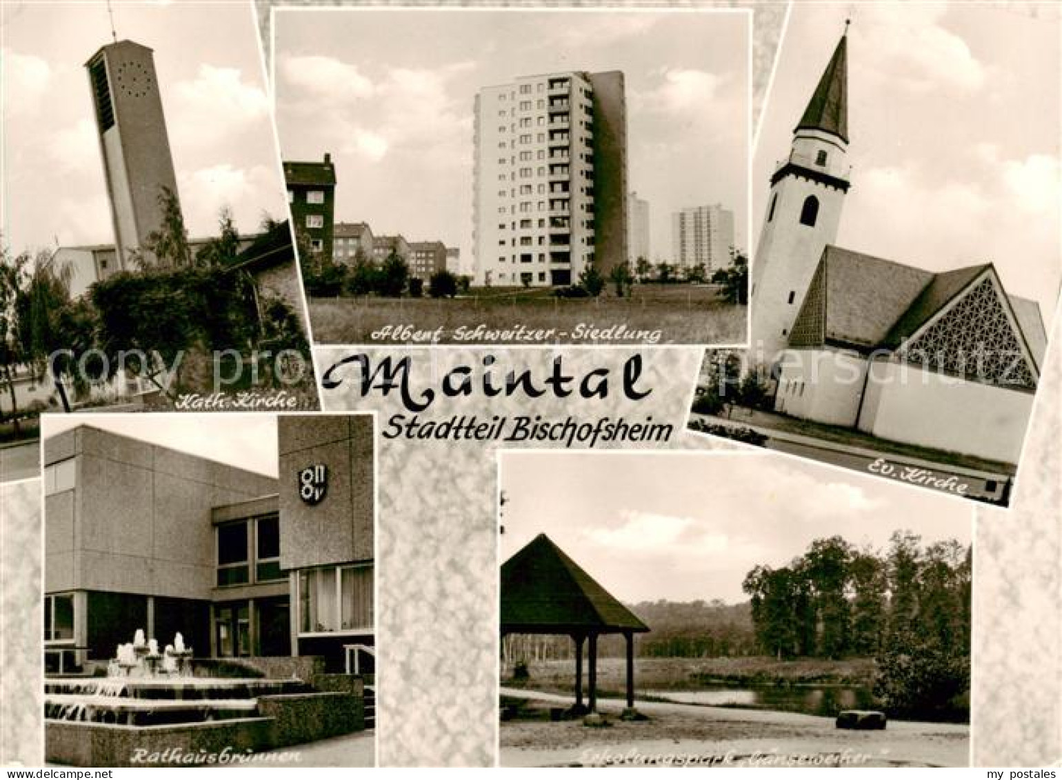 Bischofsheim Maintal Hanau Kirchen Albert Schweitzer-Siedlung Hochhaeuser Rathau