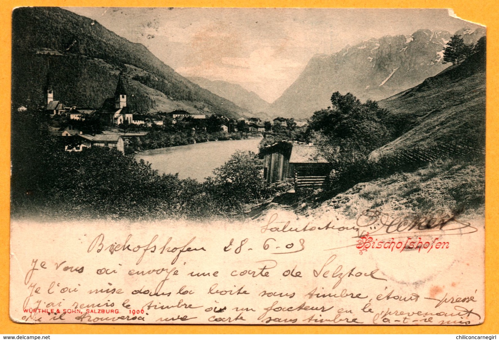 Bischofshofen - Paysage - Vue générale - WÜRTHLE & SOHN - BETTENHAUSON - 1903 - Pour Employé Télégraphe