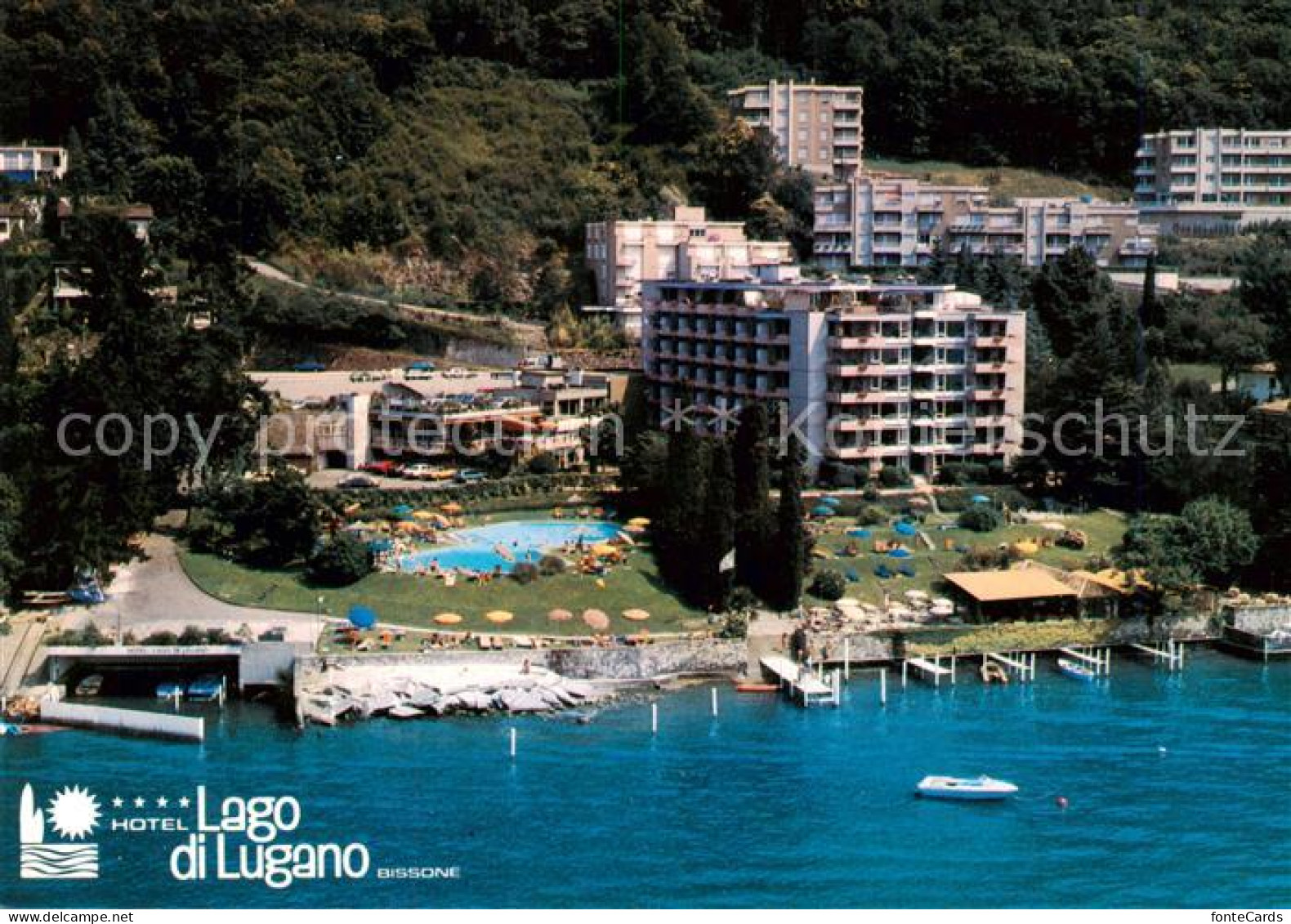 Bissone Lago di Lugano TI Hotel Lago di Lugano Fliegeraufnahme