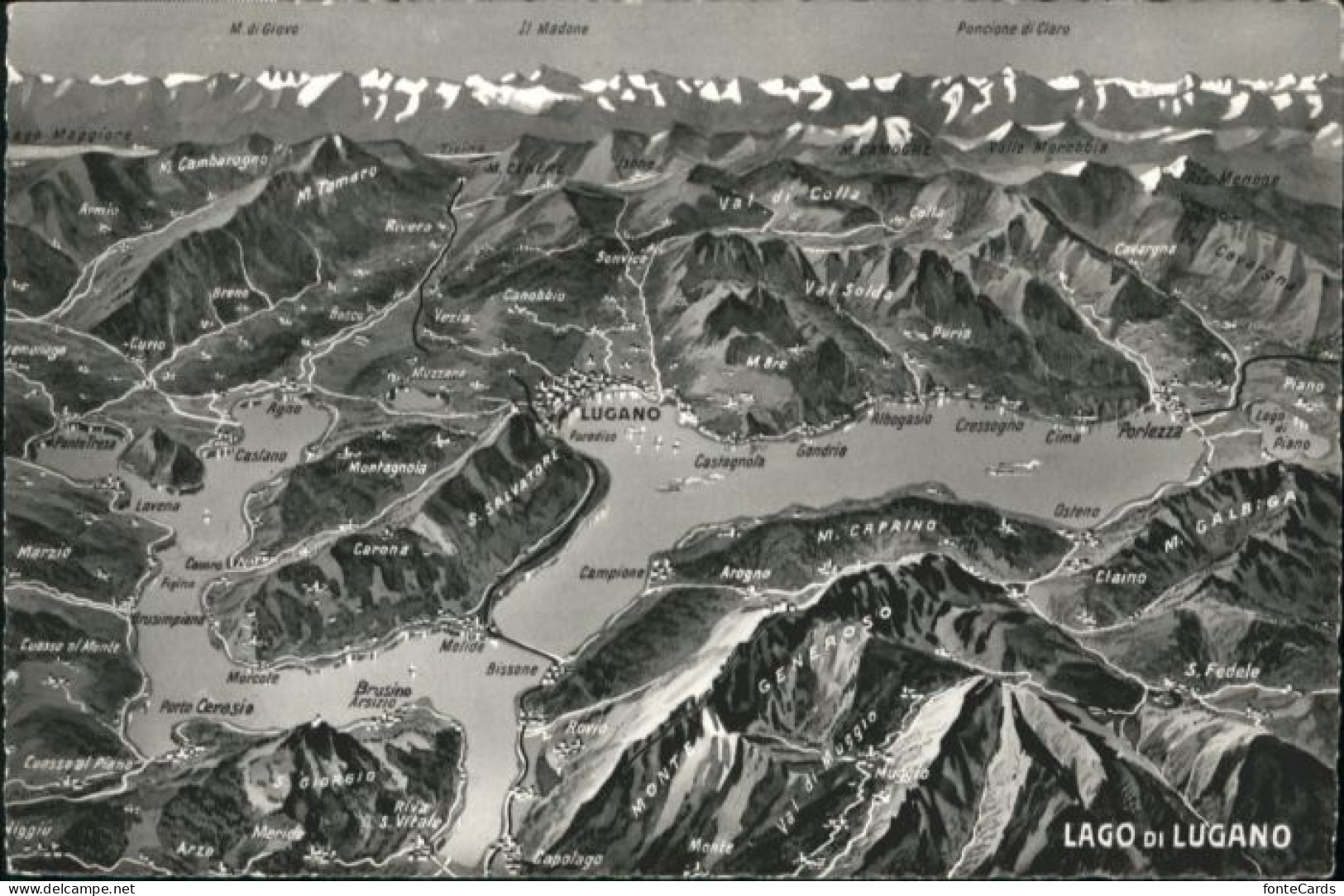 Bissone Lago Lugano Fliegeraufnahme