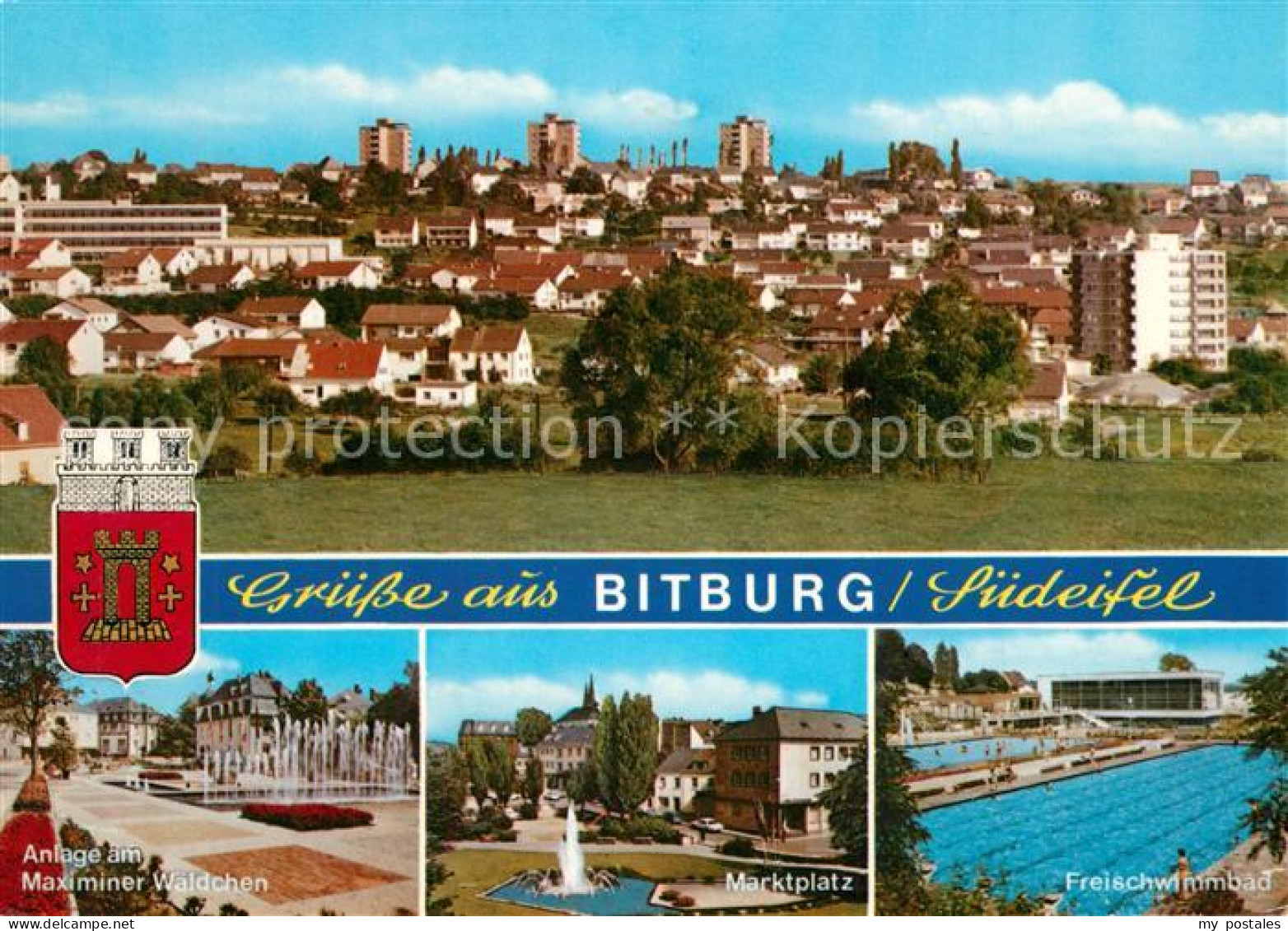 Bitburg Maximinr Waeldchen Marktplatz Freibad Stadtpanorama