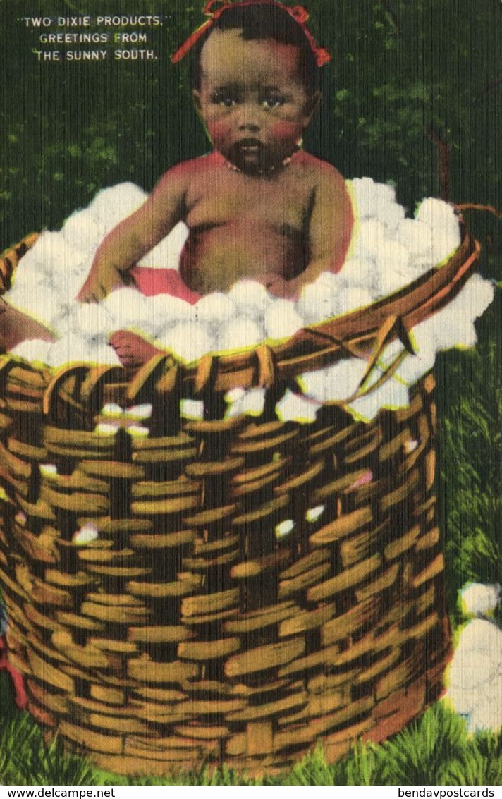 Black Americana, "Two Dixie Products" (1940s) Louisiana News Company Postcard