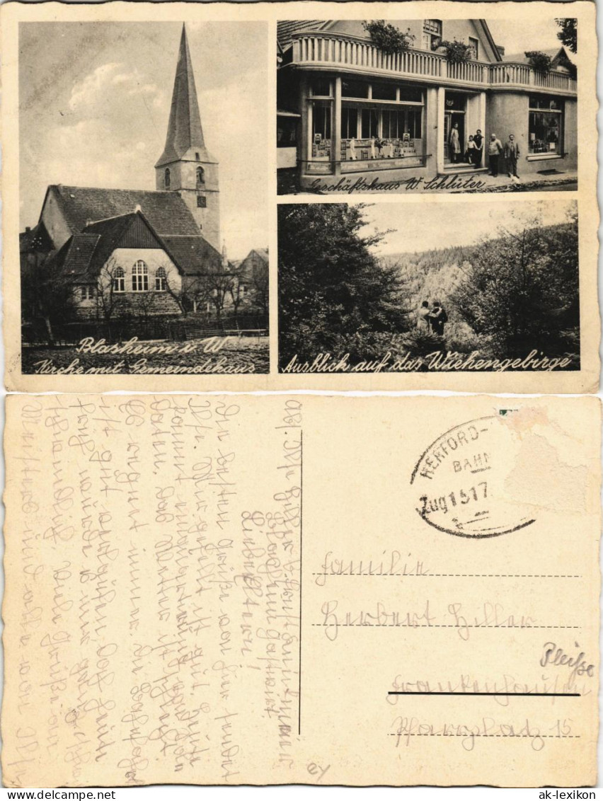 Blasheim (Westfalen)-Lübbecke (Westfalen) Kirche, Geschäft, Umland 1929