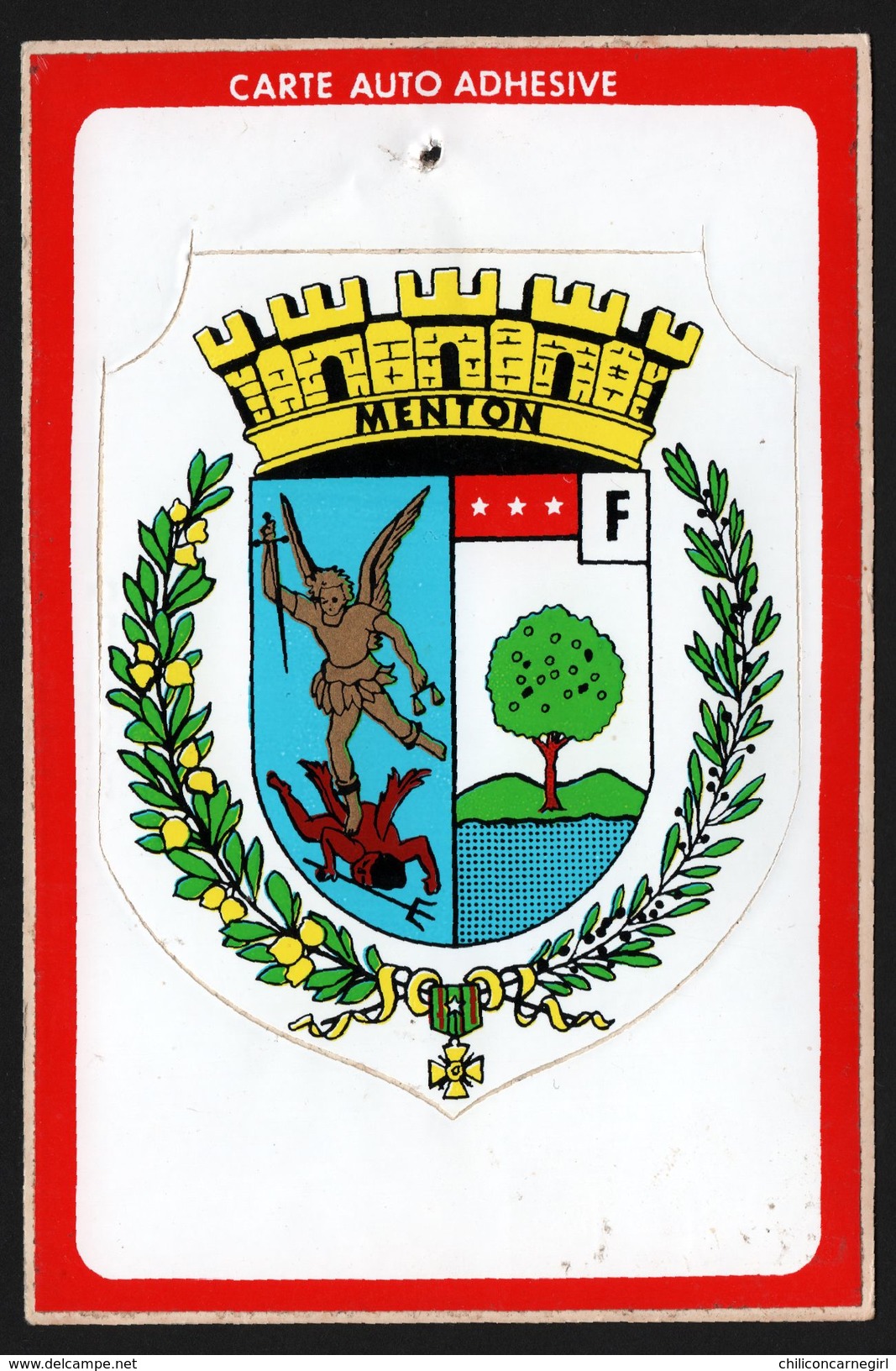 Blason Adhésif de Menton - Autocollant - Menton - Épée - GRAPHICOLOR