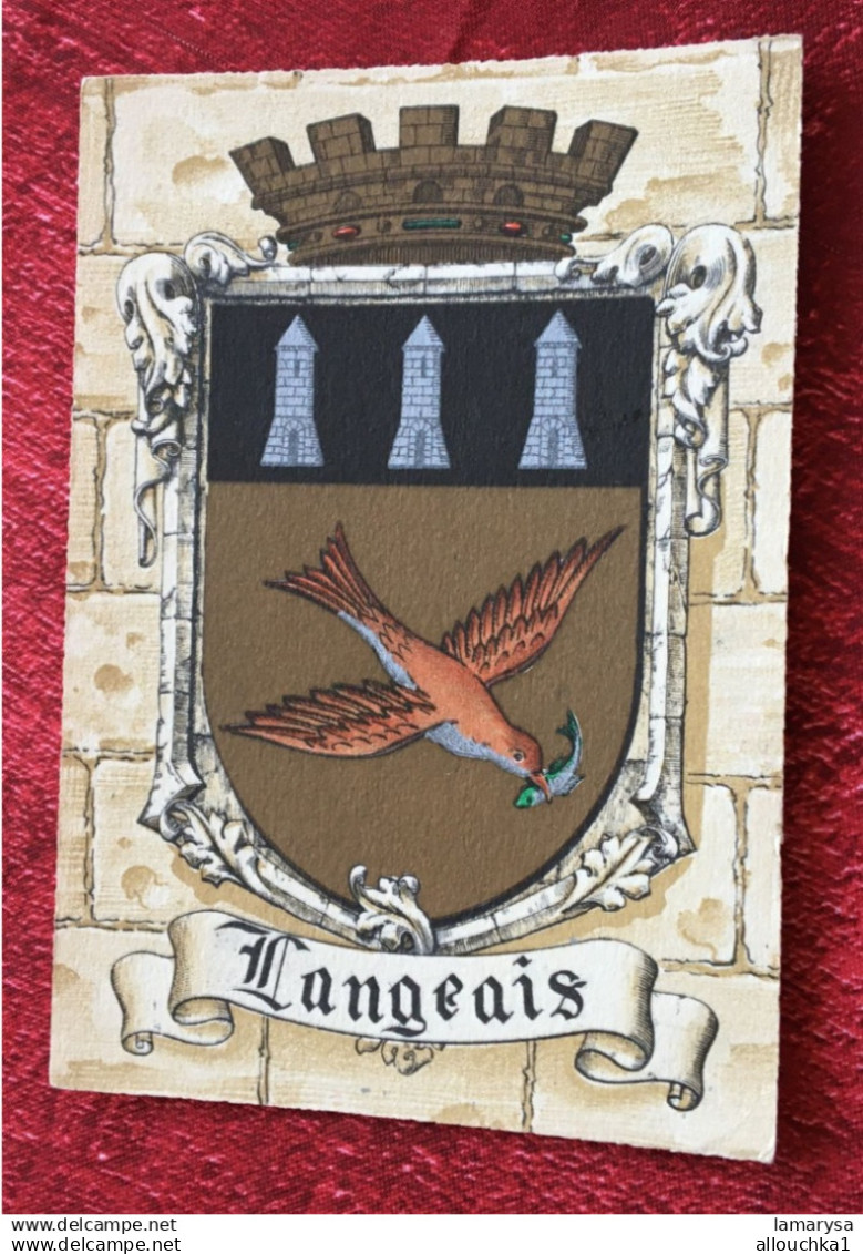 Blason de Langeais commune française du département d'Indre-et-Loire Région Centre-Val de Loire, Carte Postale-CPA