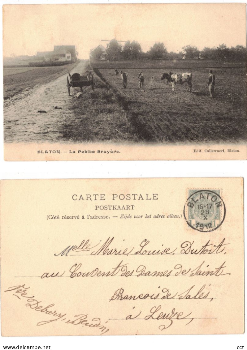 Blaton  Bernissart  La Petite Bruyère  Edit Callewaert Blaton   MOLEN MOULIN  ATTELAGE BOEUF