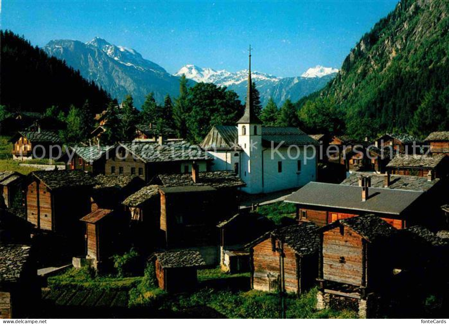 Blatten Naters Kirchenpartie mit Dom