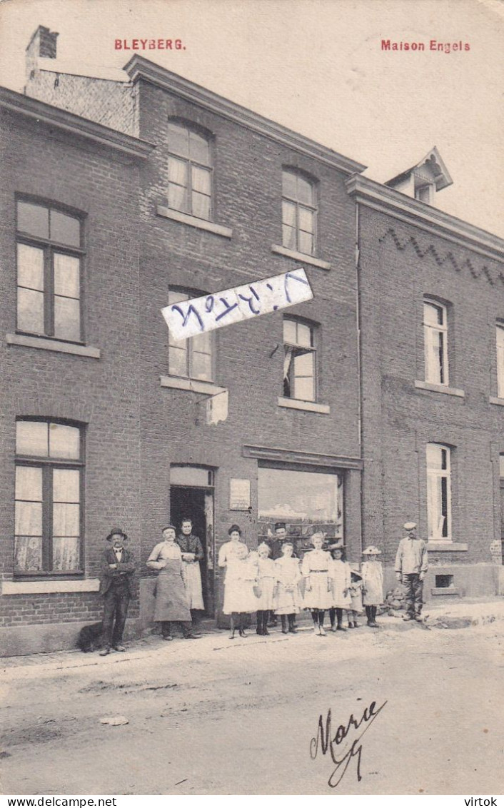 BLEYBERG :  Maison Engels ( edit. Van den heuvel  Bxl   avec timbre 1911  )