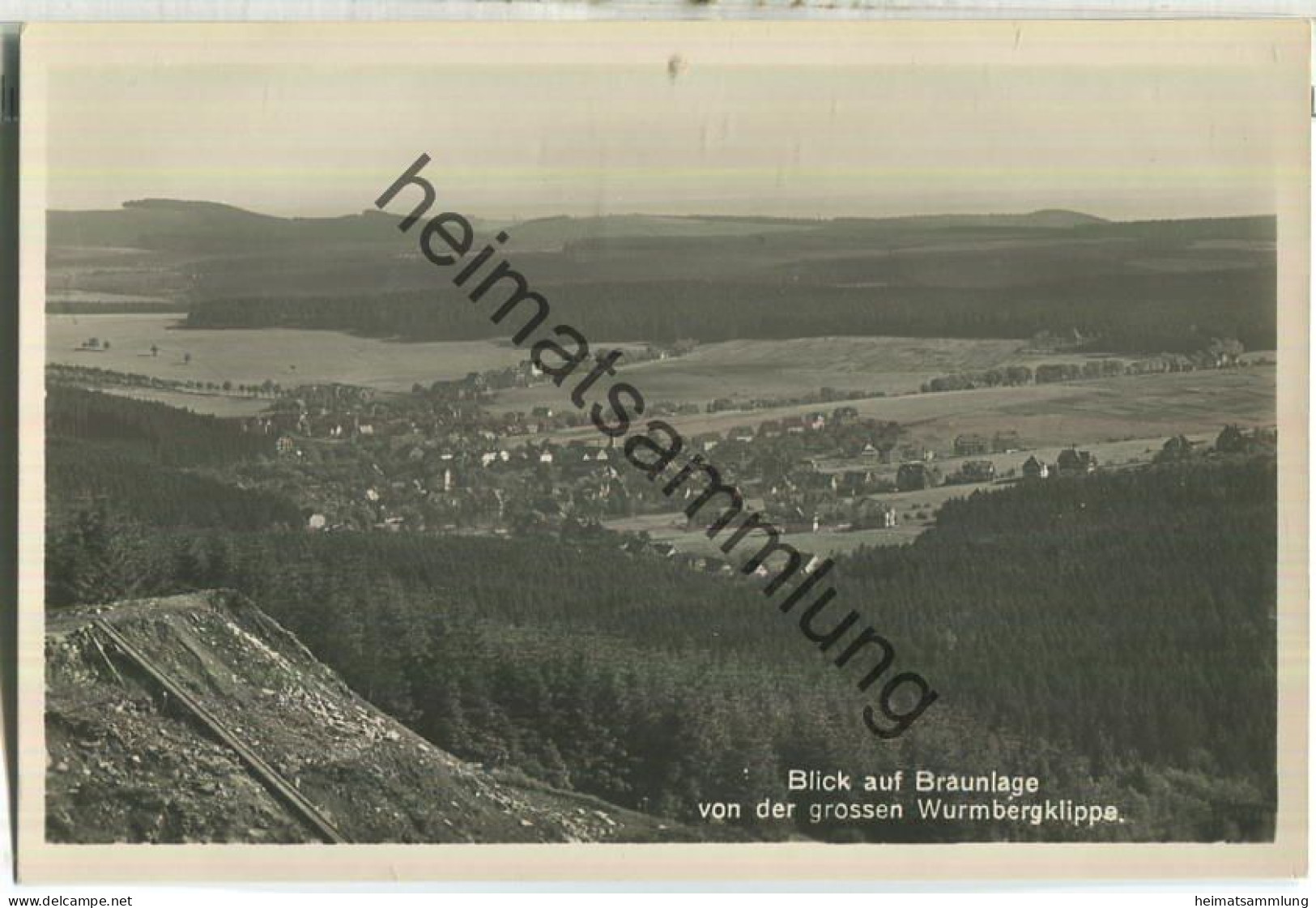 Blick auf Braunlage von der grossen Wurmbergklippe - Foto-Ansichtskarte - Verlag Hans Rudolphi Braunlage 30er Jahre