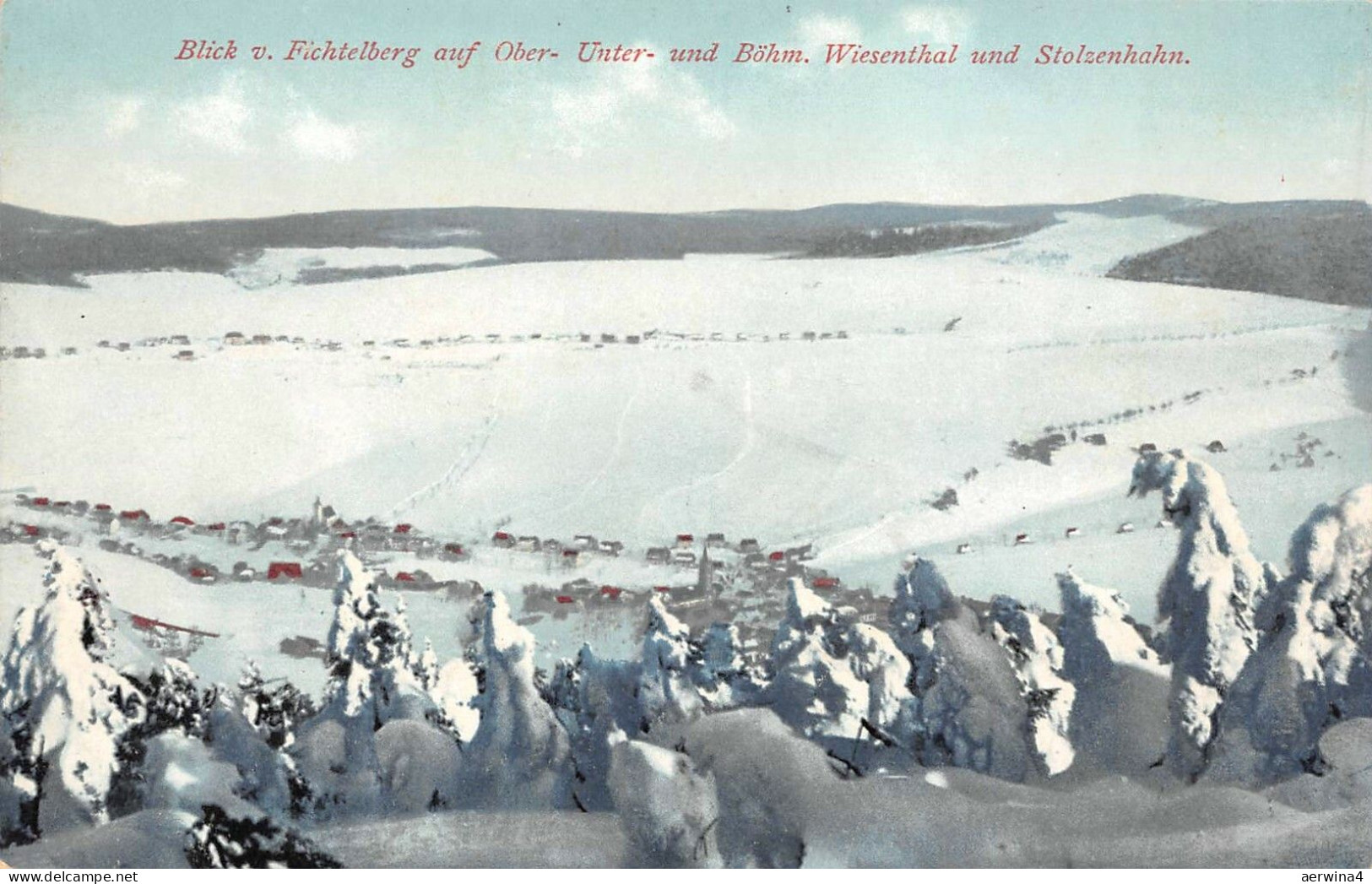 Blick v. Fichtelberg auf Ober- und Böhm. Wiesenthal und Stolzenhahn AK