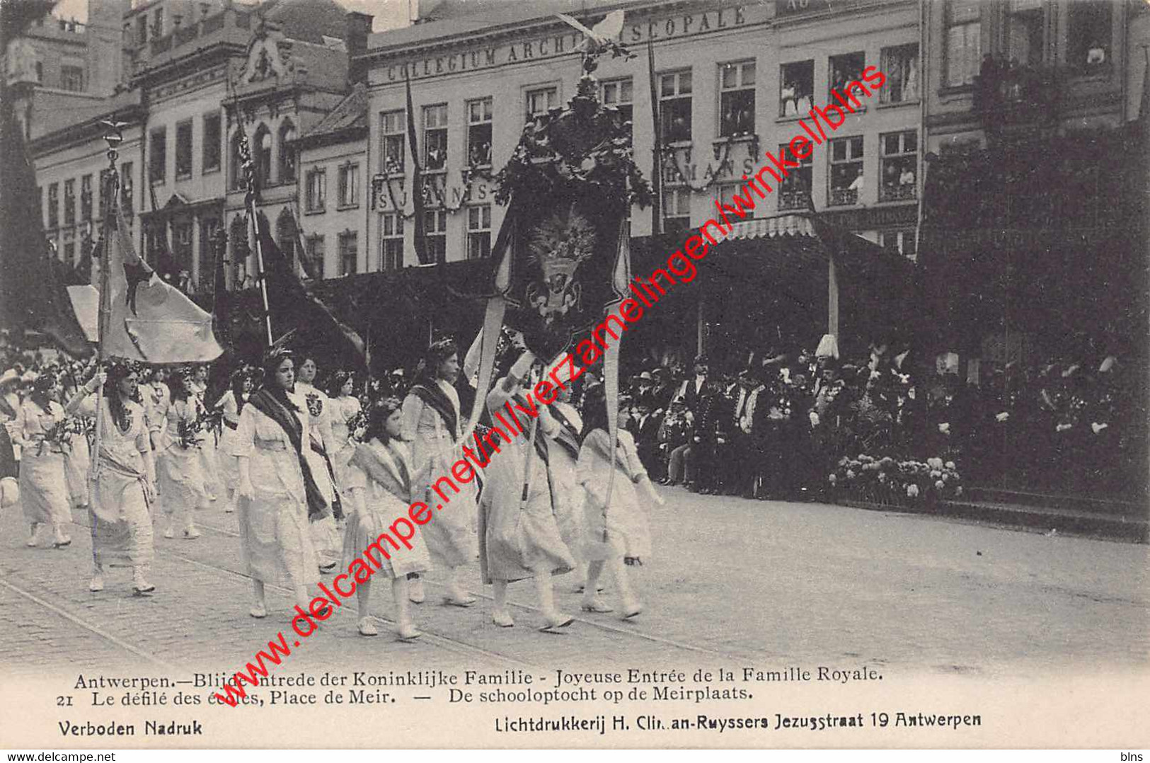 Blijde intrede der Koninklijke Familie - schooloptocht Meirplaats - Sint Jan Berchmanscollege - Antwerpen