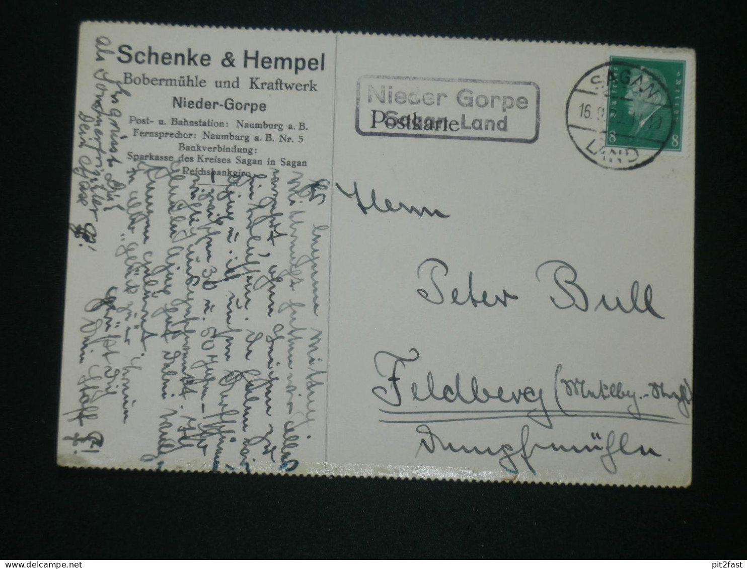 Bobermühle und Kraftwerk - Schenke & Hempel in Nieder-Gorpe / Gorzupia Dolna b. Lebus , Sagan , Feldberg , Ganzsache !!!