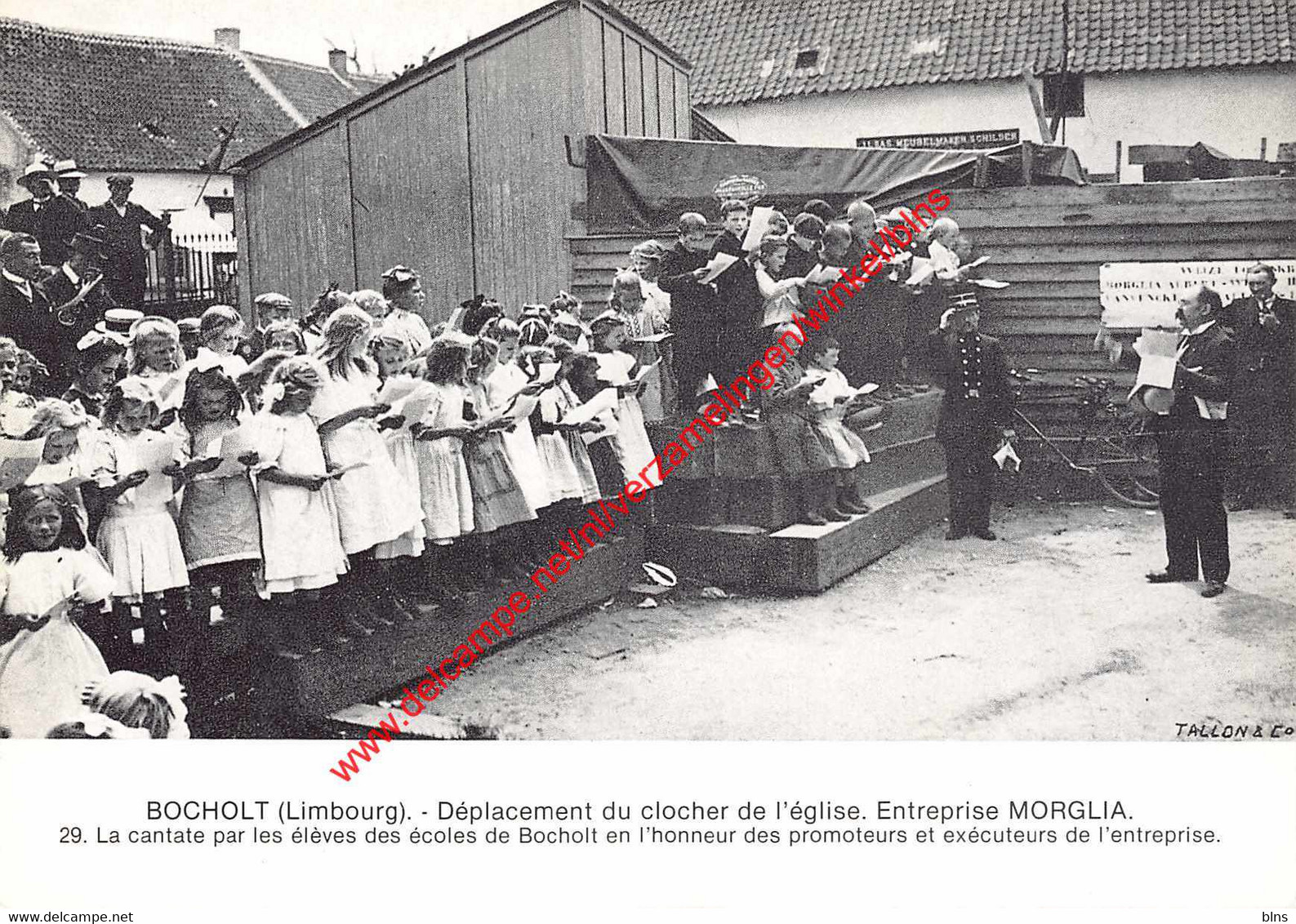 BOCHOLT - Déplacement du clocher de l'église - Entreprise Morglia - La cantate par les élèves des écoles de Bocholt