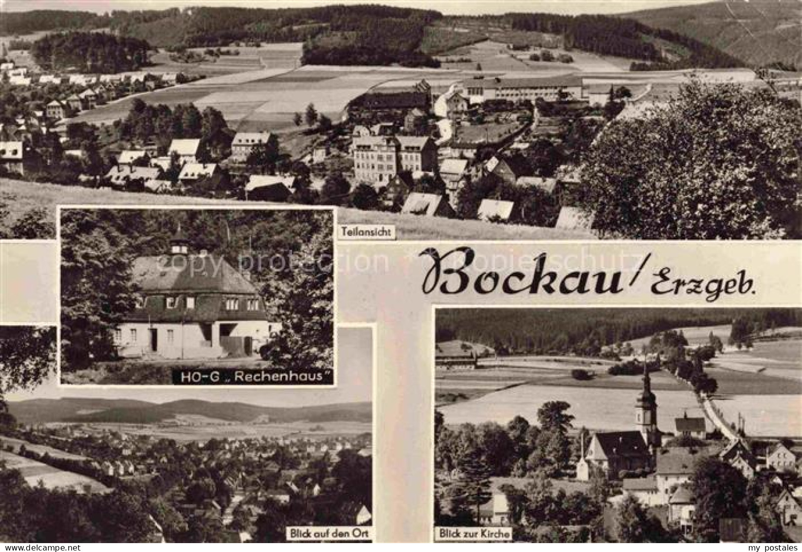 Bockau Erzgebirgskreis Sachsen Teilansicht HO-G-Rechenhaus Blick-auf-den-Ort Bli
