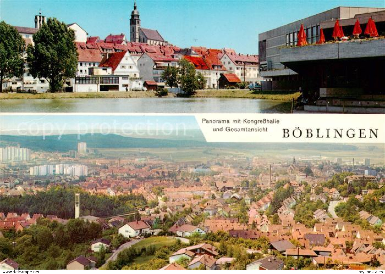 Boeblingen Panorama mit Kongresshalle Fliegeraufnahme