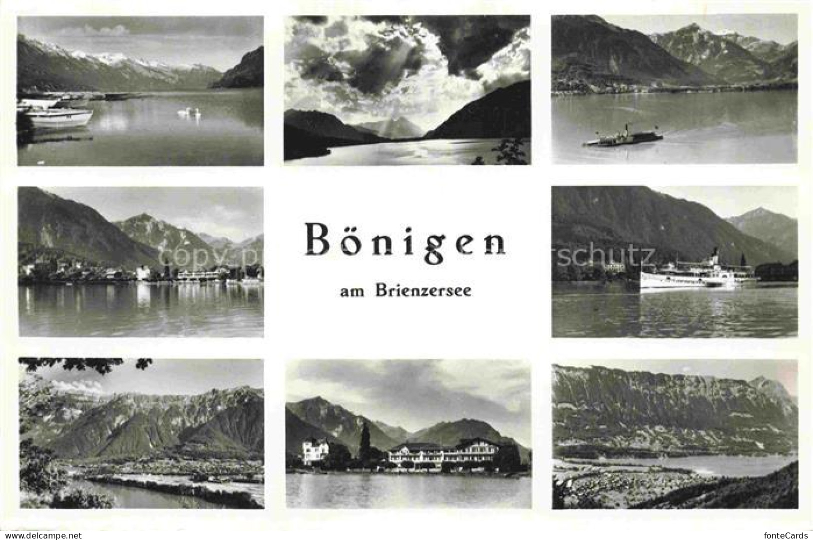 Boenigen Brienzersee BE Brienzersee See Berge Dampfschiff Ortschaft Mehrbildkart