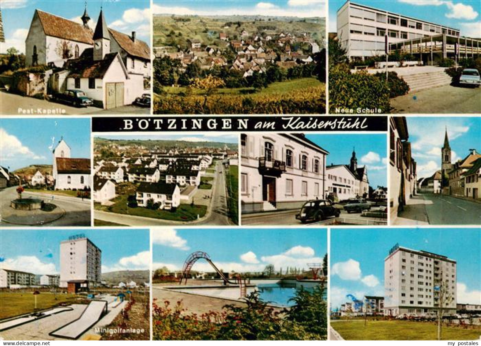 Boetzingen Pest Kapelle Neue Schule Teilansichten Minigolf Schwimmbad Hochhaus