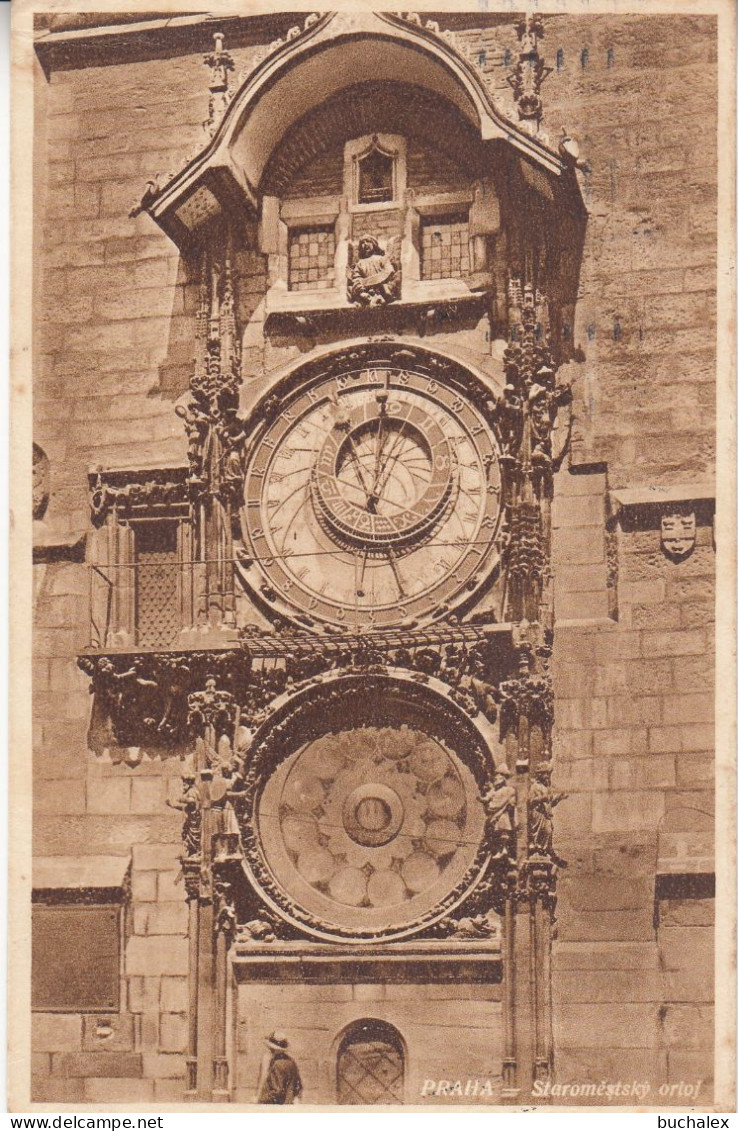 Böhmen und Mähren 1940 – Prag Altstädter Rathaus-Uhr – Astronomische Uhr – gelaufen