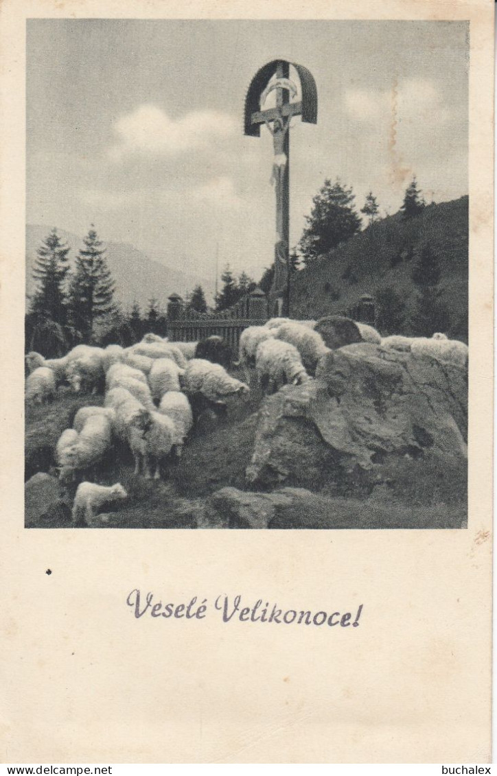 Böhmen und Mähren 1944 – Osterkarte „Veselé Velikonoce!“ – gelaufen