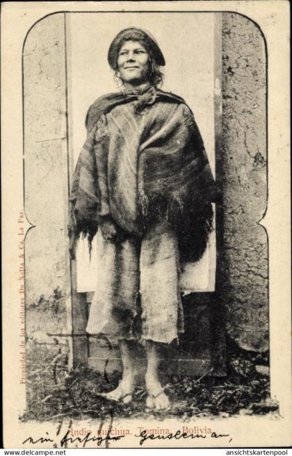 CPA Bolivien, Frau in Tracht, Südamerikanische Volkstypen