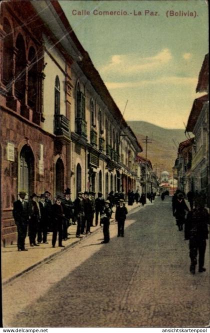 CPA La Paz Bolivien, Calle Comercio, Straßenpartie
