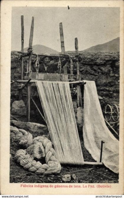 CPA La Paz Bolivien, Fábrica indígena de géneros de lana