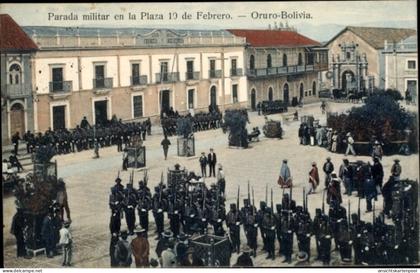CPA Oruro Bolivien, Platz 10. Februar, Militärparade