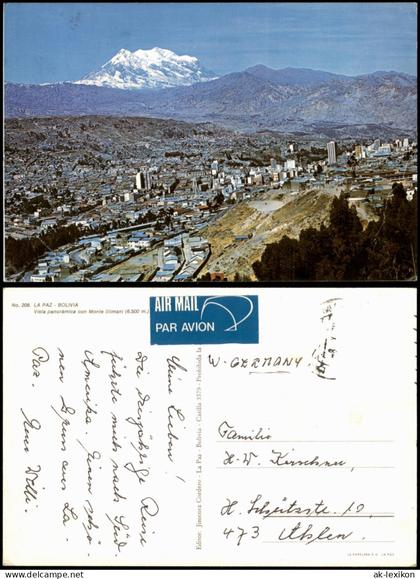 Postcard La Paz Bolivien Vista panorámica con Monte Illimani 1980