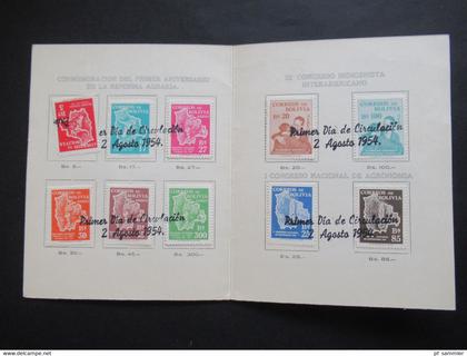 Bolivien FDC Primer Dia de Circulacion 2 Agosto 1954 Reforma Agraria / Congreso Indigenista Interamericano Sonderkarte