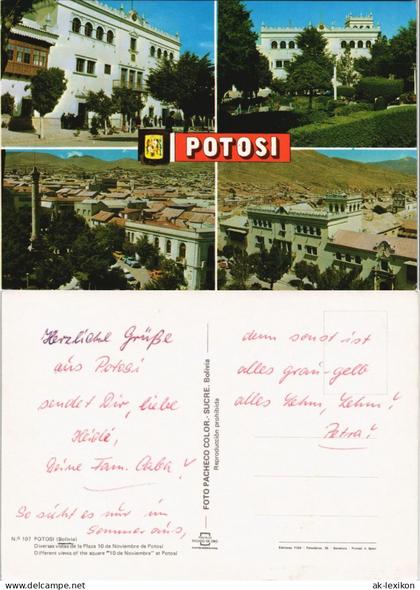 Postcard Potosí Different views of the square, Bolivia Bolivien 1975