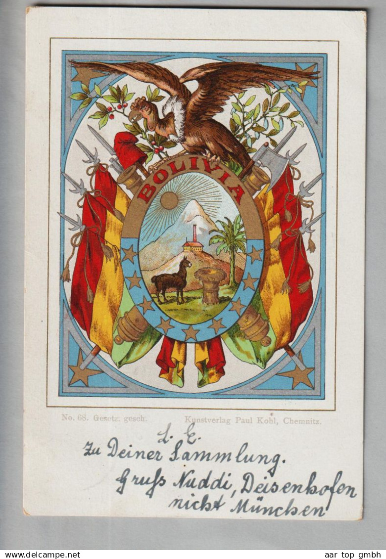 Bolivien 1918-10-04 Künstlerlitho "Bolivia" No.68 Kunstverlag Paul Kohl Chemnitz