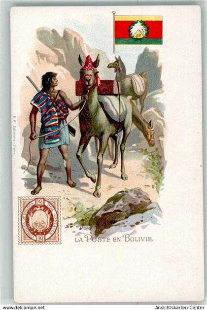 13481049 - la Poste en Bolivie Lama Postbote Fahne