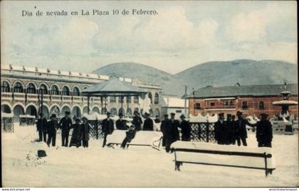 CPA Oruro Bolivien, Plaza 10 de Febrero im Schnee