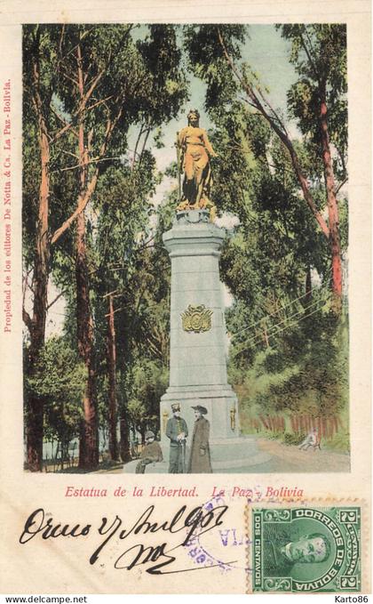 la paz , bolivia * 1905 * plaza e estatua de la libertad * bolivie