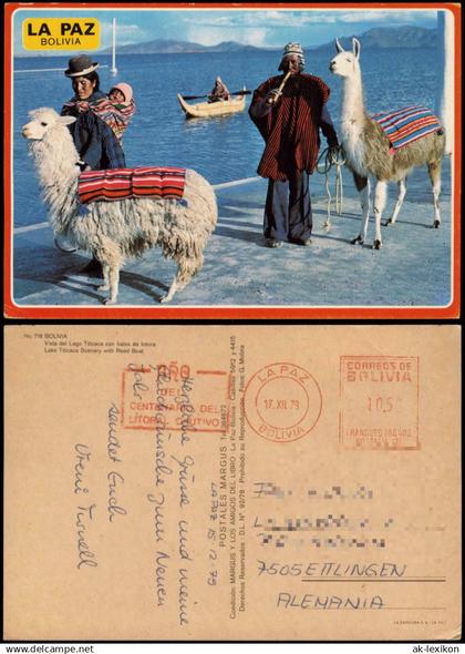 La Paz Vista del Lago Titicaca    Lake Titicaca Scenery with Reed Boat 1979