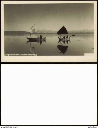 Postcard La Paz Lago Titicaca Boote 1935