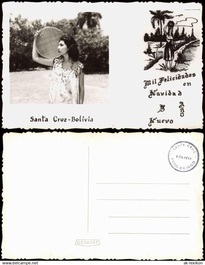 Postcard Santa Cruz Santa Cruz-Bolivia Hübsche Einheimische 1950