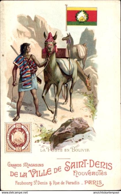 Timbres Lithographie Bolivien, Mann mit Lamas, La Poste en Bolivie