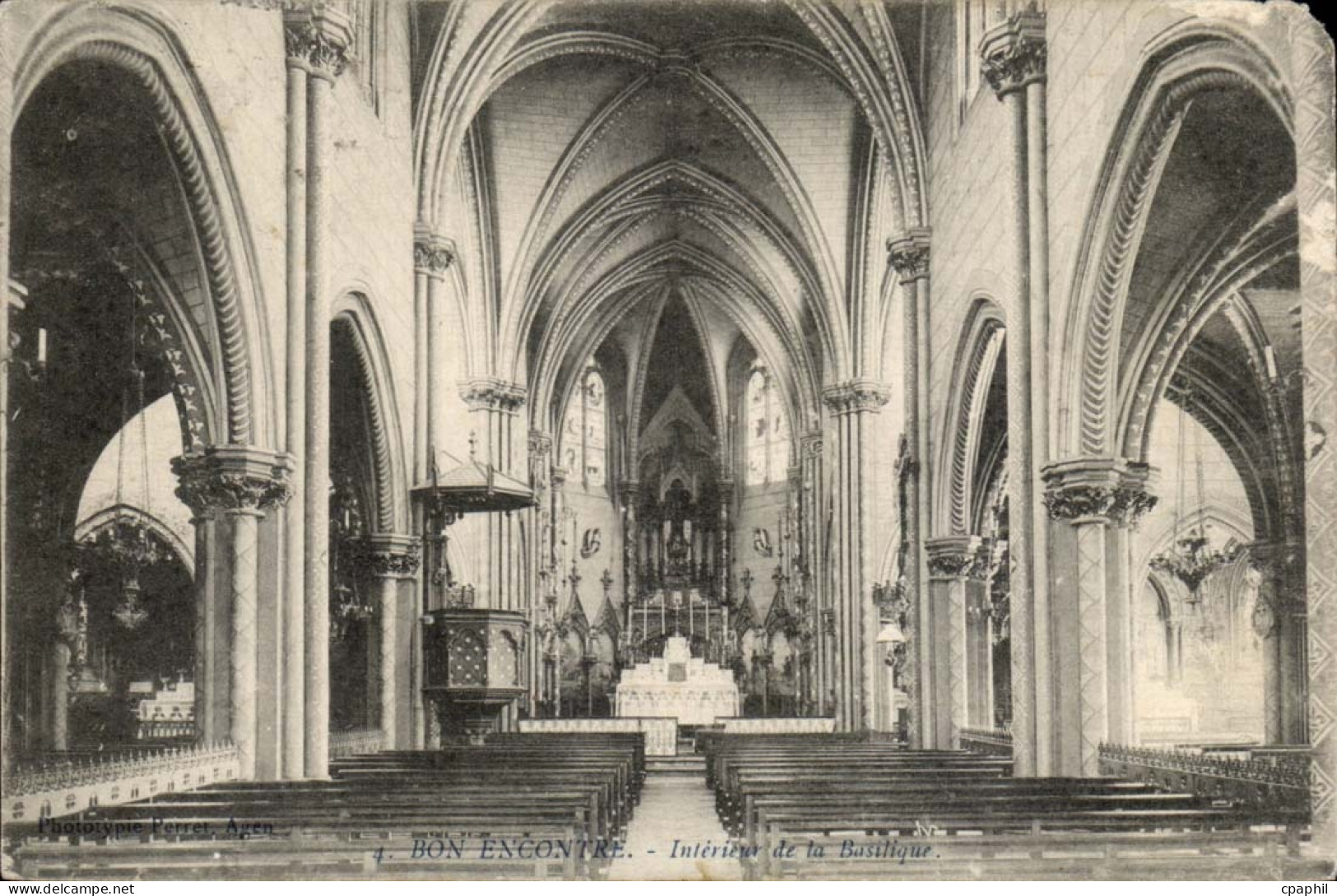Bon Encontre - Interieur de la Basiique - CPA