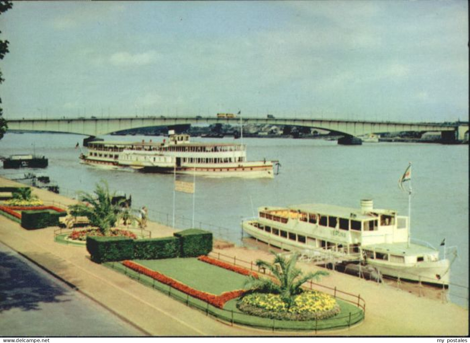 Bonn Rhein Bonn Rheinbruecke Schiff