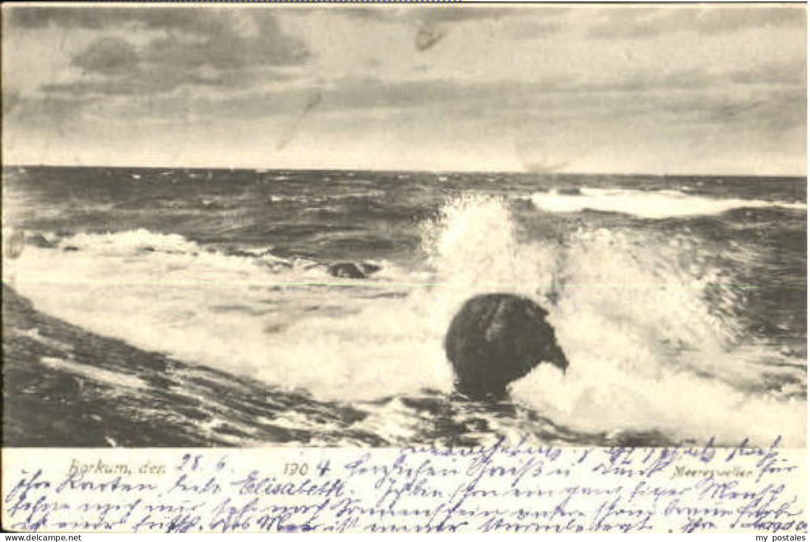 BORKUM Nordseebad Niedersachsen Wellen x 1904