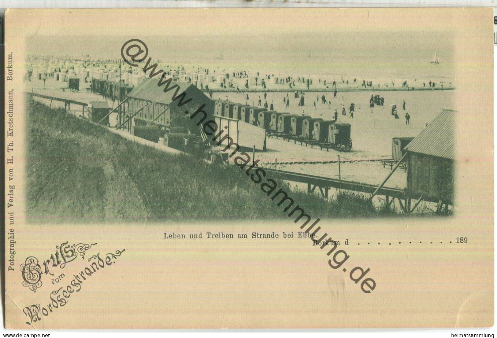 Borkum - Strand - Gruss vom Nordseestrande - Verlag H. Th. Kretschmann Borkum