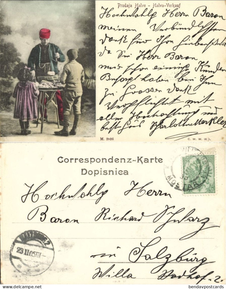 Bosnia and Herzegovina, MOSTAR, Halva Street Seller (1905) Postcard