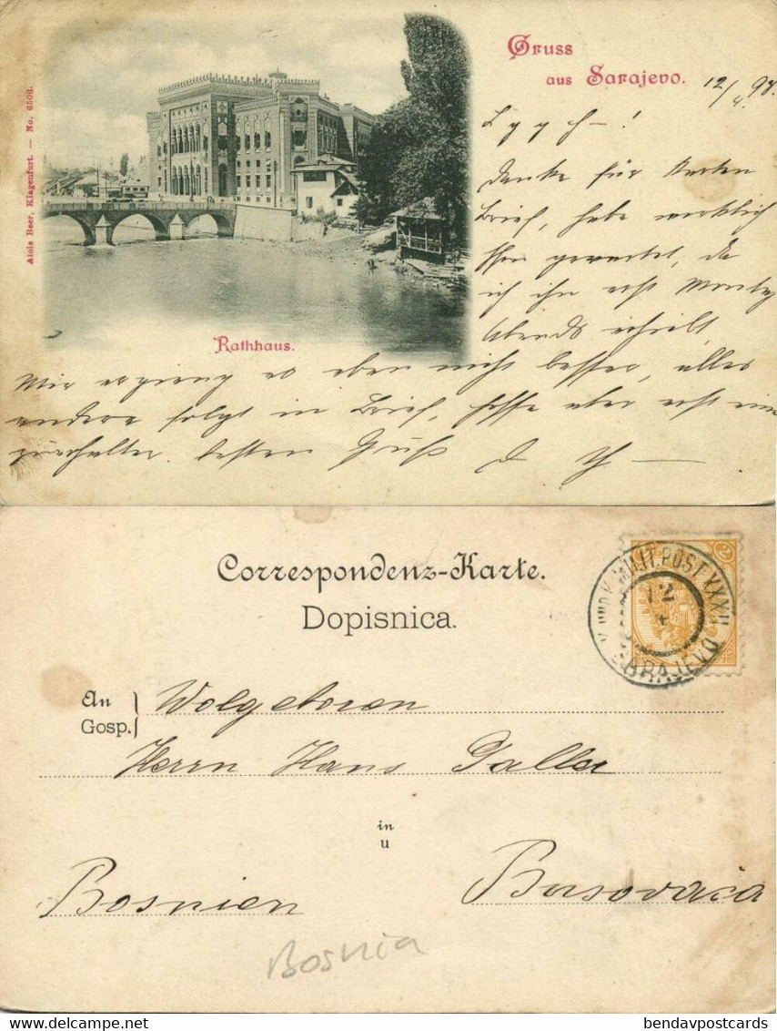 bosnia and herzegovina, SARAJEVO Сарајево, Town Hall (1898) Postcard