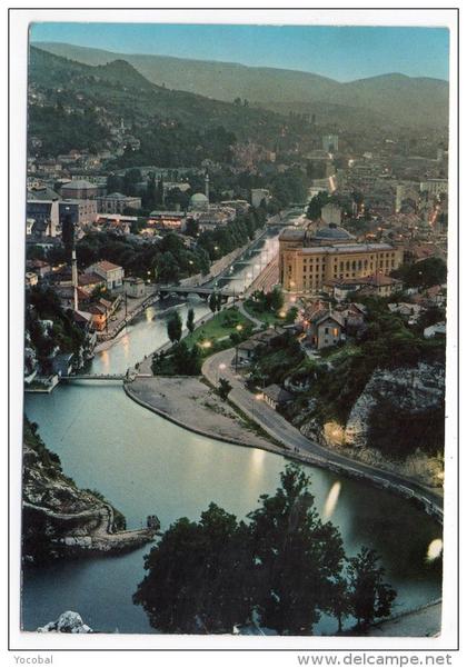 CP, BOSNIE-HERZEGOVINE, SAREJEVO dans la nuit, Voyagé en 1969