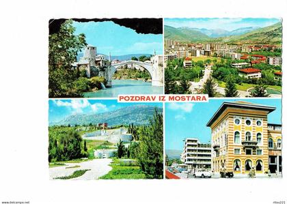 cpm - Mostar Ville en Bosnie-Herzégovine - multivues - voiture coccinelle WV - immeuble