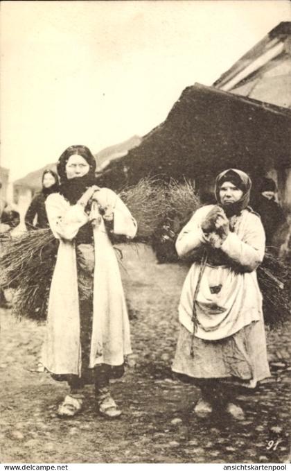 CPA Bosnien Herzegowina, Dorfpartie, Holzsammlerinnen