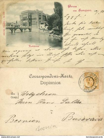 bosnia and herzegovina, SARAJEVO Сарајево, Town Hall (1898) Postcard
