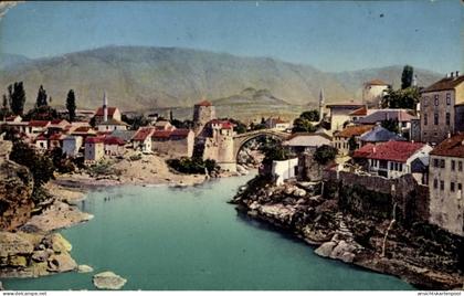 CPA Mostar Bosnien Herzegowina, Gesamtansicht, Römerbrücke