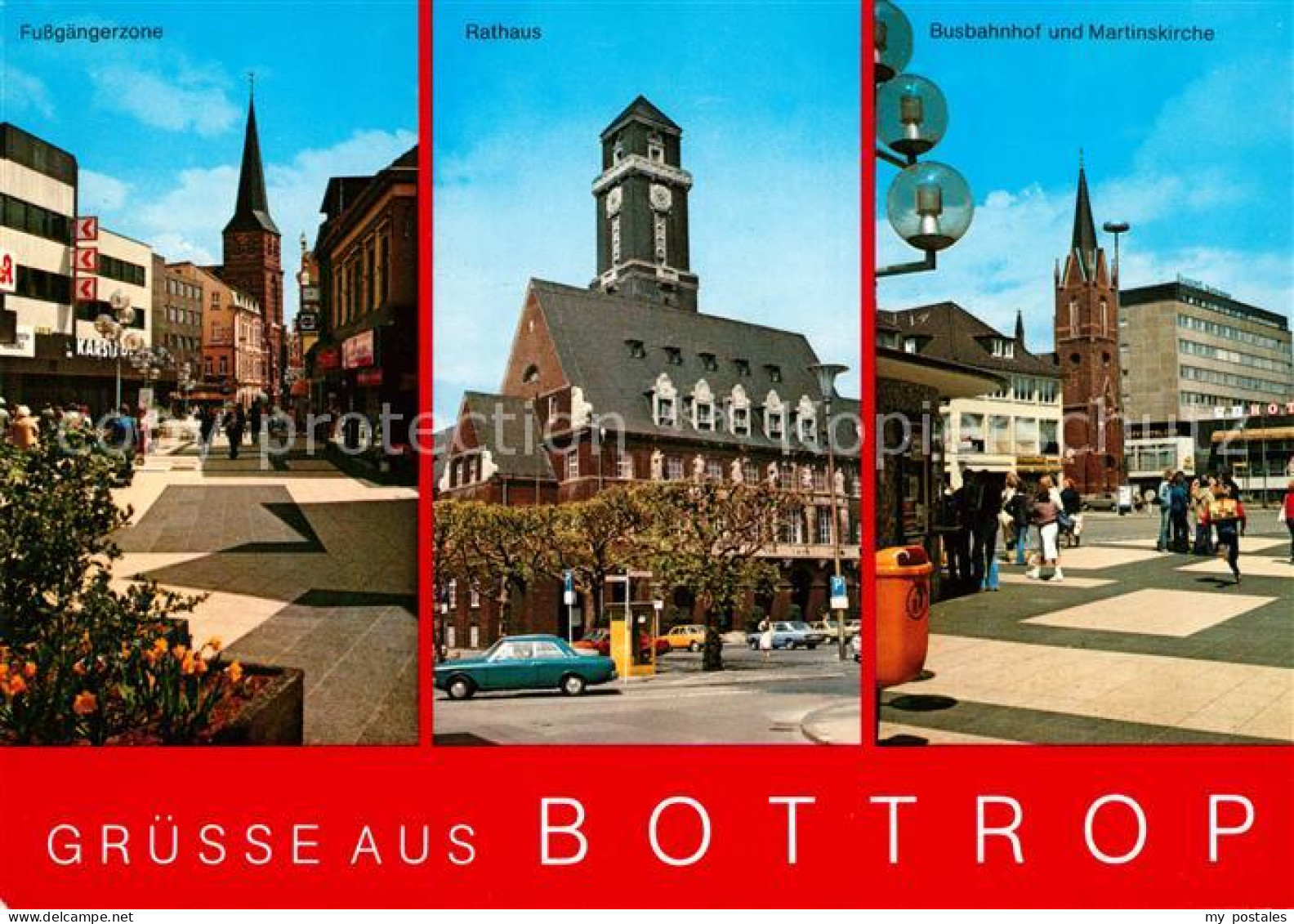 Bottrop Fussgaengerzone Rathaus Busbahnhof Martinskirche
